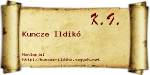 Kuncze Ildikó névjegykártya